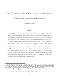 Range Effects in Multi-Attribute Choice: an Experiment