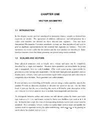Scalars and Vectors