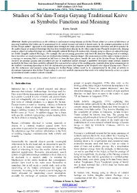 Studies of Sa'dan-Toraja Gayang Traditional Knive As Symbolic Function and Meaning