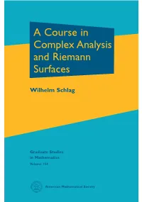 A Course in Complex Analysis and Riemann Surfaces
