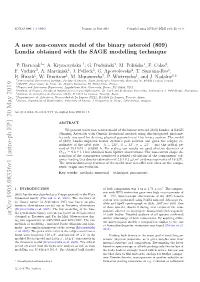 A New Non-Convex Model of the Binary Asteroid (809) Lundia Obtained with the SAGE Modelling Technique