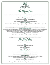 Bar / Alcohol List