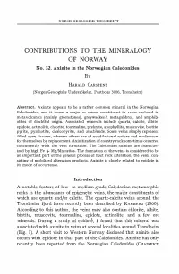 Contributions to the Mineralogy of Norway A