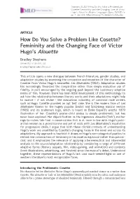 How Do You Solve a Problem Like Cosette? Femininity and the Changing Face of Victor Hugo’S Alouette
