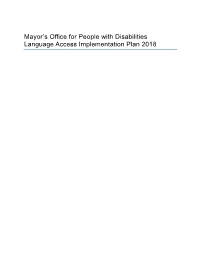 Mayor's Office for People with Disabilities Language Access Implementation Plan 2018