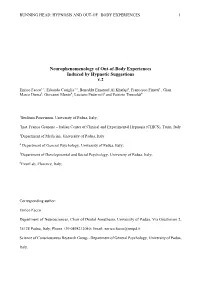 Neurophenomenology of Out-Of-Body Experiences Induced by Hypnotic Suggestions V.2