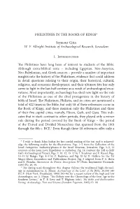 PHILISTINES in the BOOKS of KINGS* Seymour Gitin W. F
