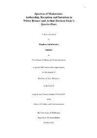 Spectres of Modernism: Authorship, Reception and Intention in Witter Bynner and Arthur Davison Ficke's Spectra Hoax