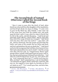 The Second Book of Samuel Otherwise Called the Second Book