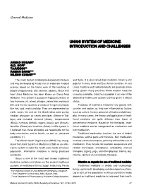 Unani System of Medicine- Introduction and Challenges