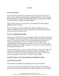 JAPAN Executive Summary the Constitution and Other Laws And