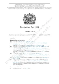 Limitation Act 1980