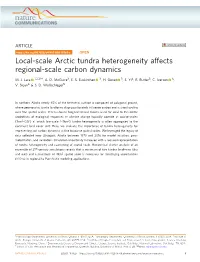 Local-Scale Arctic Tundra Heterogeneity Affects Regional-Scale Carbon Dynamics ✉ M