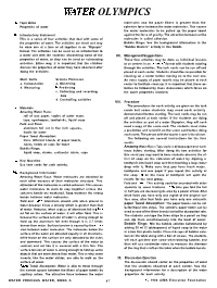 Water Olympics, They Will Each Fold and Float: Need a Copy of the Score Card