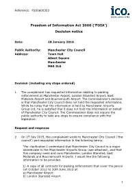 Freedom of Information Act 2000 ('FOIA') Decision Notice
