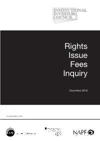 Rights Issue Fees Inquiry Report