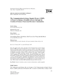 The Communication in Science Inquiry Project (CISIP): a Project to Enhance Scientific Literacy Through the Creation of Science Classroom Discourse Communities