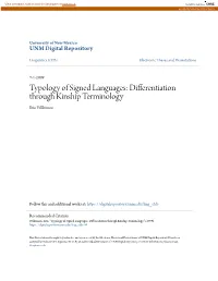 Typology of Signed Languages: Differentiation Through Kinship Terminology Erin Wilkinson