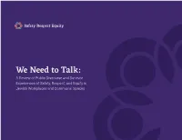 We Need to Talk: a Review of Public Discourse and Survivor Experiences of Safety, Respect, and Equity in Jewish Workplaces and Communal Spaces 2