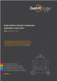 WIND ENERGY PROJECT FINANCING ONSHORE CASE STUDY with Zephir Lidar