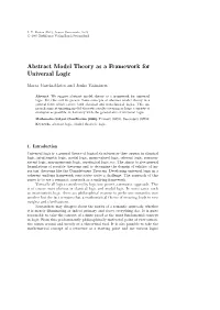 Abstract Model Theory As a Framework for Universal Logic