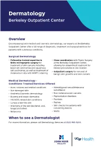 Dermatology at the Berkeley Outpatient Center
