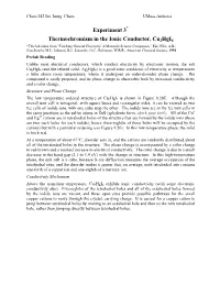 Experiment 3* Thermochromism in the Ionic Conductor, Cu2hgi4