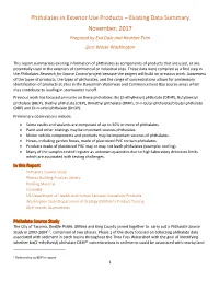 Phthalates in Exterior Use Products – Existing Data Summary November, 2017 Prepared by Eva Dale and Heather Trim Zero Waste Washington