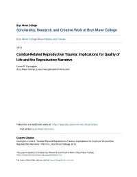 Combat-Related Reproductive Trauma: Implications for Quality of Life and the Reproductive Narrative