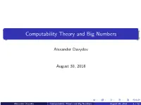 Computability Theory and Big Numbers