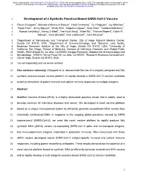 Development of a Synthetic Poxvirus-Based SARS-Cov-2 Vaccine