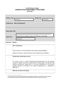 DISSERTATION ASSESSMENT PROFORMA: Empirical 1