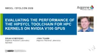 Evaluating the Performance of the Hipsycl Toolchain for Hpc Kernels on Nvidia V100 Gpus