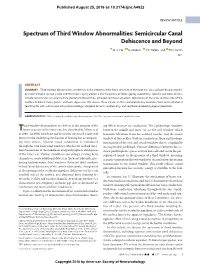 Spectrum of Third Window Abnormalities: Semicircular Canal Dehiscence and Beyond