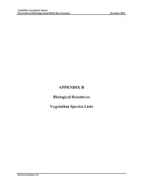 APPENDIX B Biological Resources Vegetation Species Lists