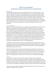 Open Access Advantage? an Altmetric Analysis of Finnish Research Publications