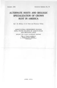 Alternate Hosts and Biologic Specialization of Crown Rust in America