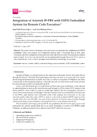 Integration of Asterisk IP-PBX with ESP32 Embedded System for Remote Code Execution †
