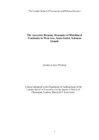 Dynamics of Matrilineal Continuity in West Gao, Santa Isabel, Solomon Islands