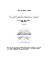 Final Technical Report Mapping of the West Napa