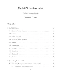 Math 375: Lecture Notes