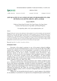 Site Qualitiy Evaluation of Soils in Degraded Uplands of Inopacan, Leyte and Sta