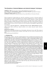 76 the Evolution of Android Malware and Android Analysis Techniques
