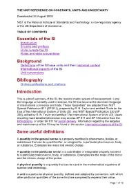 Essentials of the SI Background Bibliography Introduction Some