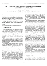 Mba-Lf: a New Data Clustering Method Using Modified Bat Algorithm and Levy Flight
