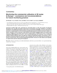 Monitoring the Commercial Cultivation of Bt Maize in Europe – Conclusions and Recommendations for Future Monitoring Practice
