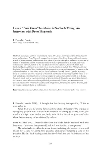 Pure Goan” but There Is No Such Thing: an Interview with Peter Nazareth