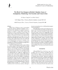 The Black Tern Enigma in British Columbia: Issues of Assumptions, Monitoring, Nest Searches and Conservation