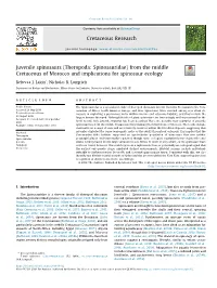 Theropoda: Spinosauridae) from the Middle Cretaceous of Morocco and Implications for Spinosaur Ecology