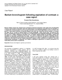 Barium Bronchogram Following Aspiration of Contrast: a Case Report